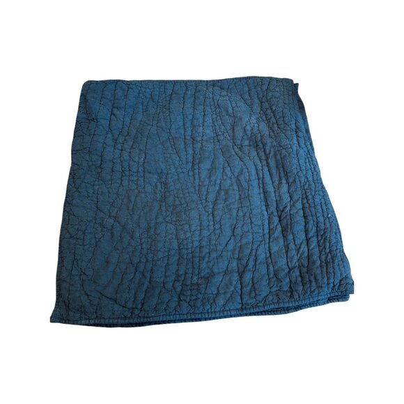 2 POTTERY BARN PILLOW COVER SHAMS Quilted 26 X 26 Linen Cotton Blend Blue - Picture 9 of 9